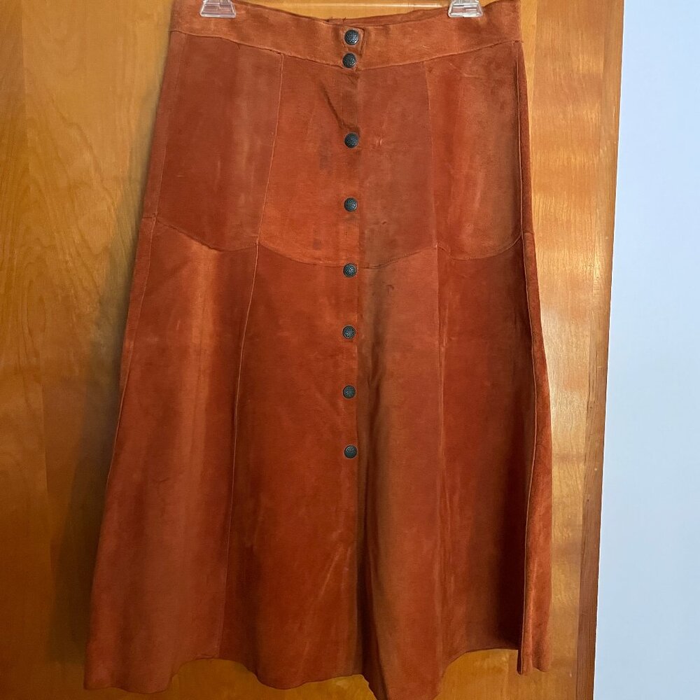 Vintage 70's Deadstock Suede button-front skirt